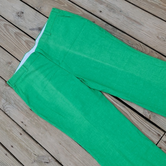 Vintage 60s 70s Bright Grass Green Full Length Fitted Pants No Size Tag - Picture 6 of 17